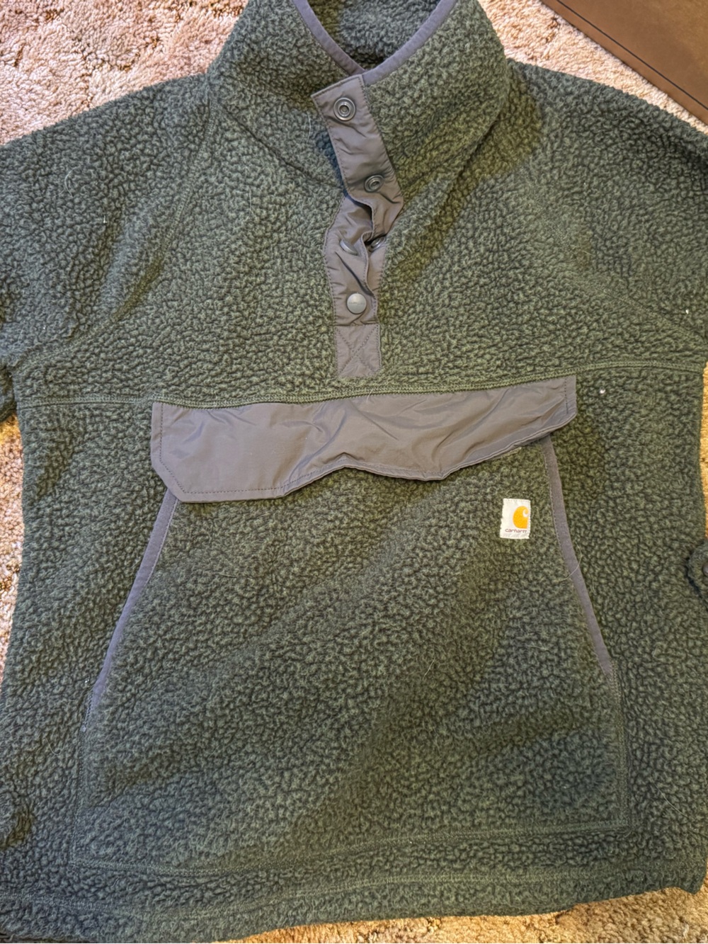 Carhartt Dark Olive Green Sherpa Snap Pullover